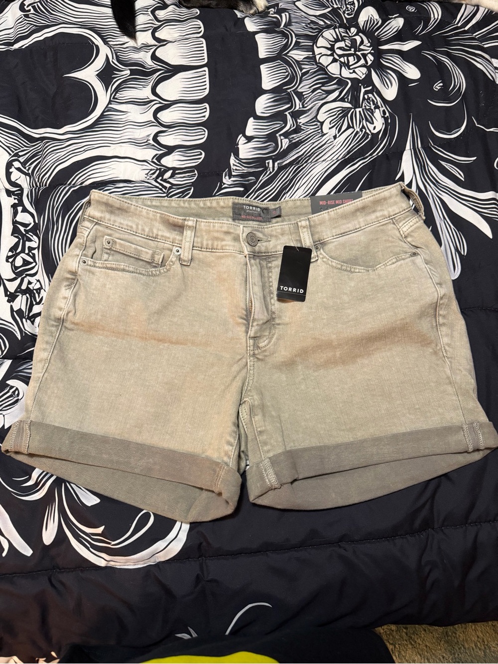 NWT Torrid smoke stack-Toned colored Cuffed Denim Shorts - Picture 1 of 6